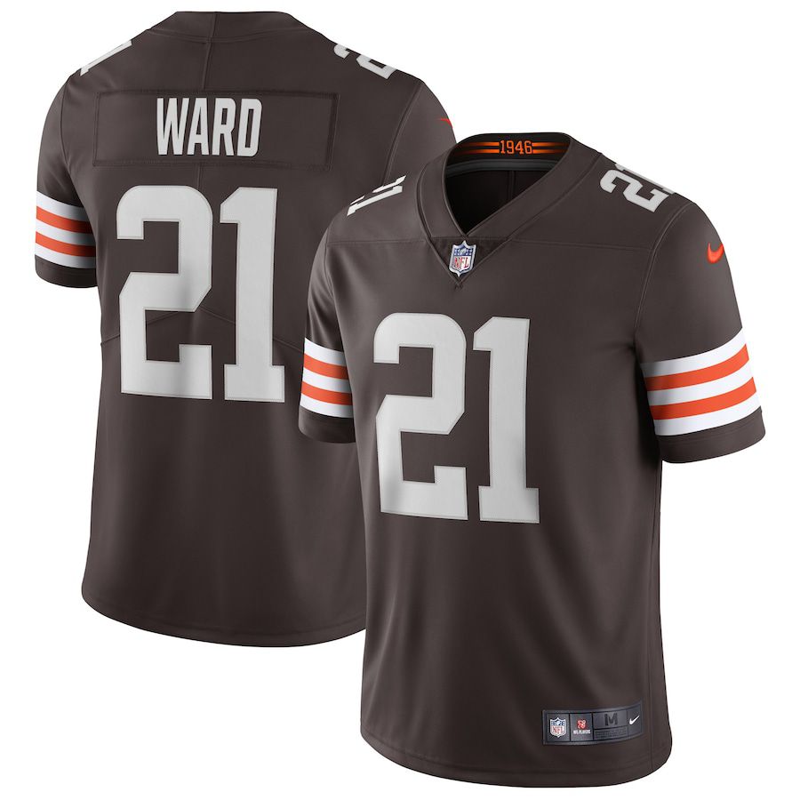 Men Cleveland Browns #21 Denzel Ward Nike Brown Vapor Limited NFL Jersey